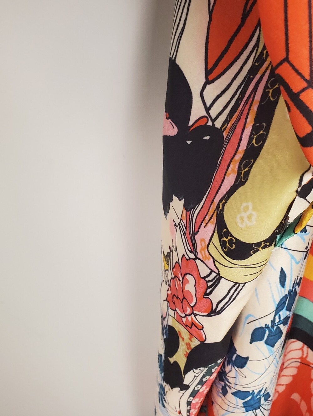 Micas Japanese Multicolor Print Kimono Robe Jacket Satin Boho Duster Size M - Picture 14 of 15